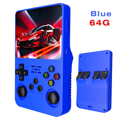 Open Source R36S R36H R36S Max Handheld Game Console Linux 3.5 Inch IPS Screen Orange Portable Pocket Player 64GB Preloaded 15000 Games