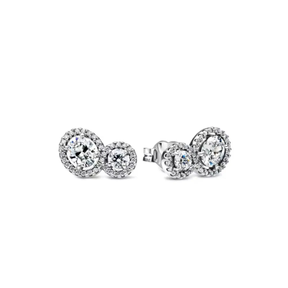 Heart Series Red Heart Bow Snowflake Stud Earrings in 925 Sterling Silver for Women Fashion