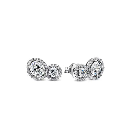 Heart Series Red Heart Bow Snowflake Stud Earrings in 925 Sterling Silver for Women Fashion