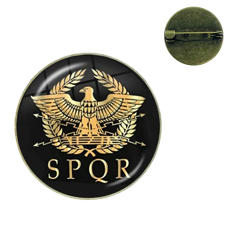 Vintage Roman Empire Legion Glass Cabochon Brooch Pins for Men and Women