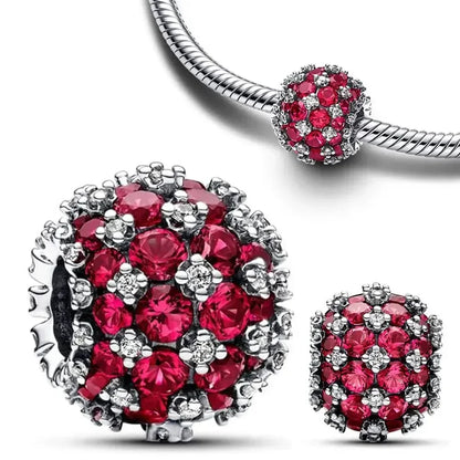 Sparkling 925 Sterling Silver Zircon Round Beads Diamond Charms for Women DIY Jewelry Gifts