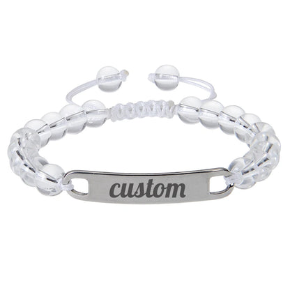 Personalized Custom Name ID Bracelet Handmade Natural Stone Braided Unisex Gift