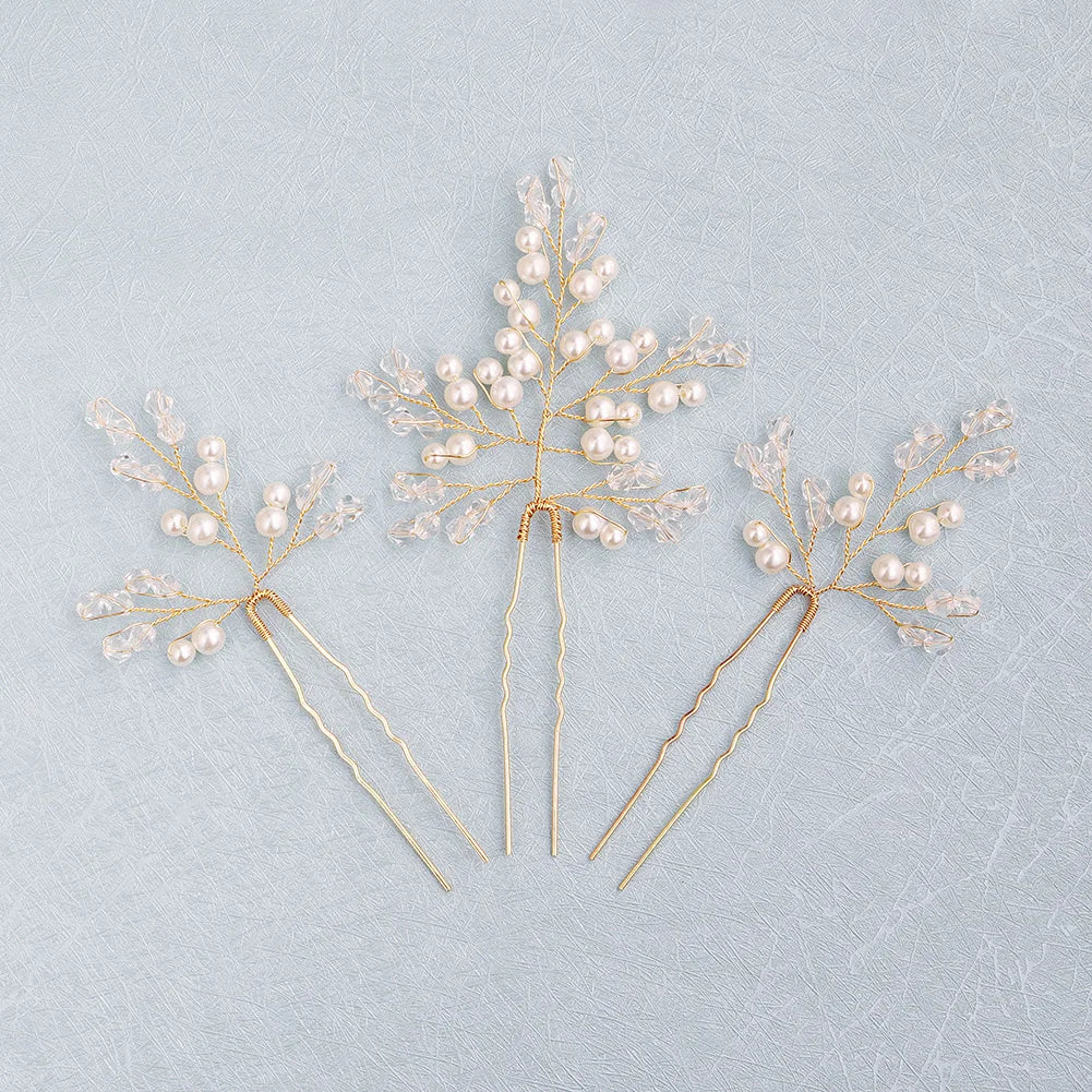 Elegant Pearl Flower Hair Clip Set for Bridal Wedding Accessories