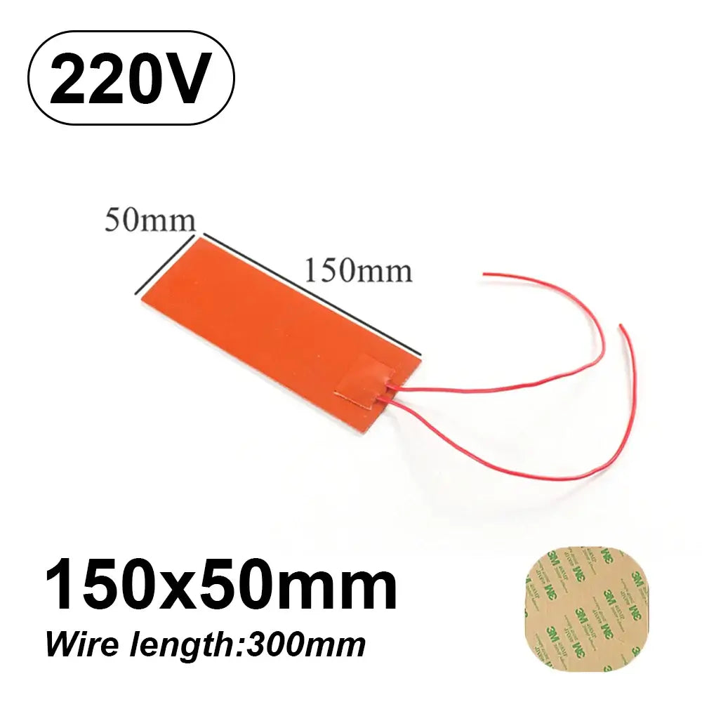 12V 220V Silicone Rubber Heating Pad Flexible Waterproof Heater 150x50mm-220v