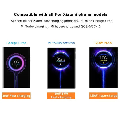 Original Xiaomi 120W 6A USB Super Fast Charger With 90 Degree Type C Cable