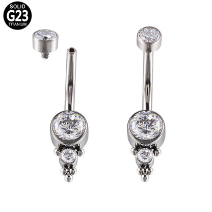 G23 Titanium Belly Button Rings with Crystal CZ Beach Pendant Jewelry