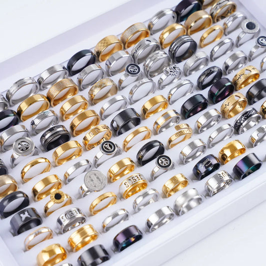 Fashion Unisex Stainless Steel Rings Set for Weddings and Parties