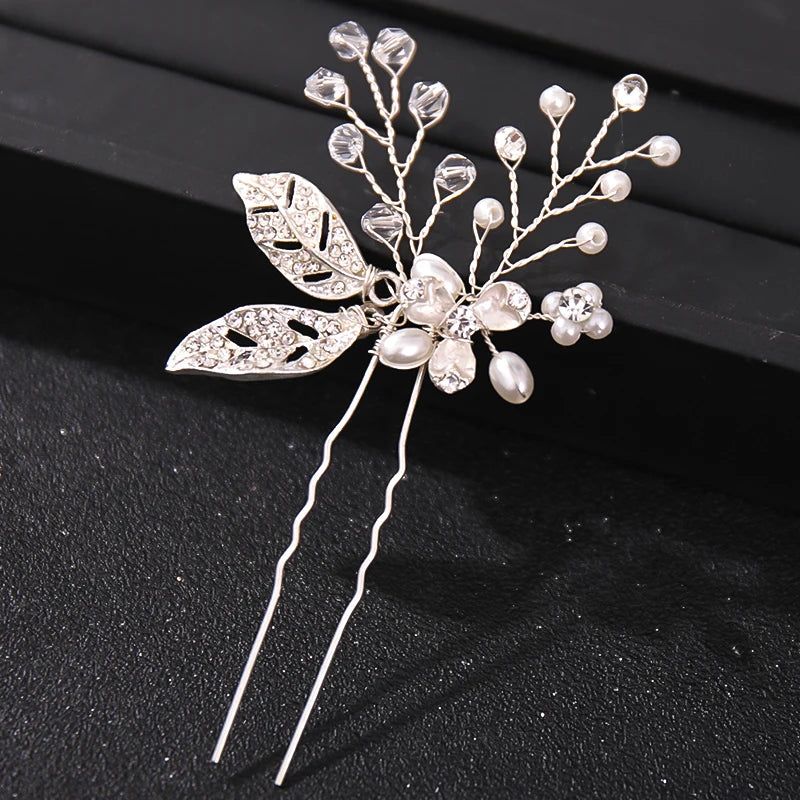 Elegant Crystal Pearl Rhinestone Hairpins for Women Bridal Party Accessories