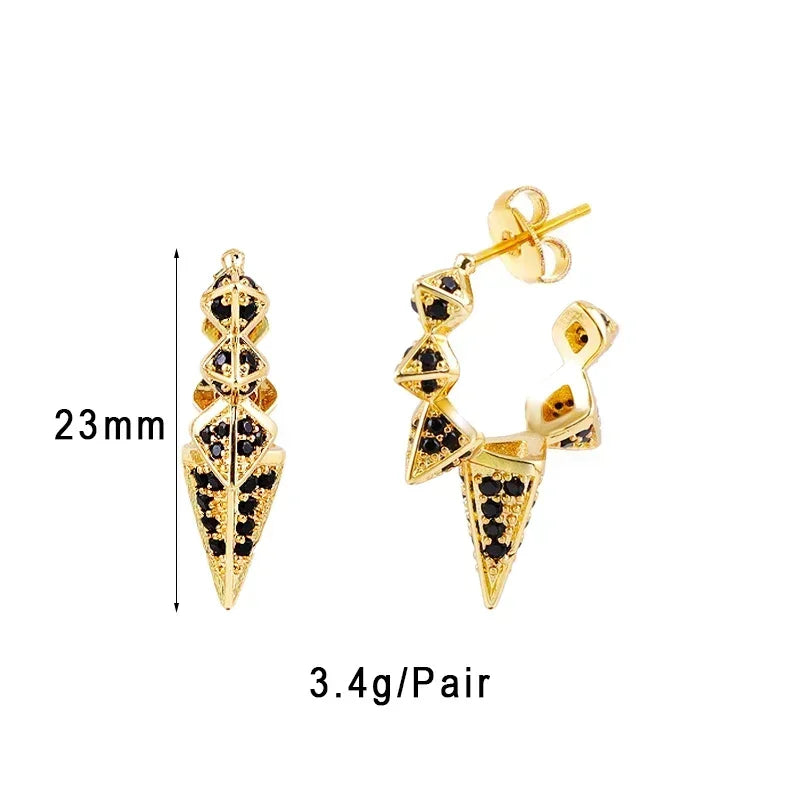 Crmya Gold-Color Cubic Zirconia Hoop Earrings Set for Women Fashion Jewelry 2023