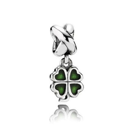 925 Silver Heart-Shaped Beads with Lotus and Bird Pendant for European Bracelet DIY Exquisite Jewelry