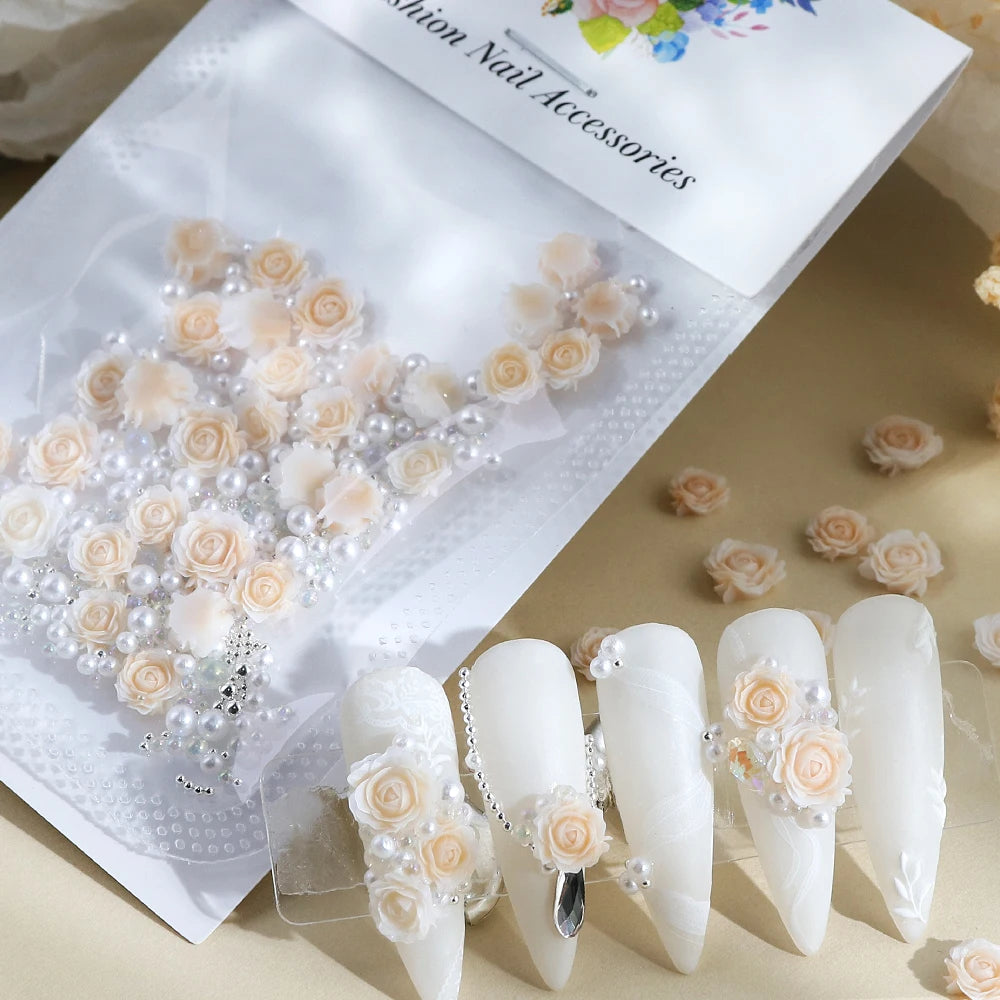Resin Filler Rose Mixed Pearl Art Decorations for DIY Jewelry Making and Craft Projects