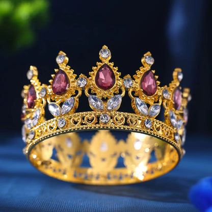 Elegant Baroque Rhinestone Crown Headdress for Weddings and Celebrations