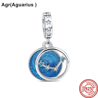 Fit Original Pantaro 925 Silver Zodiac Charm Bracelet with Colorful Zircon Beads N695
