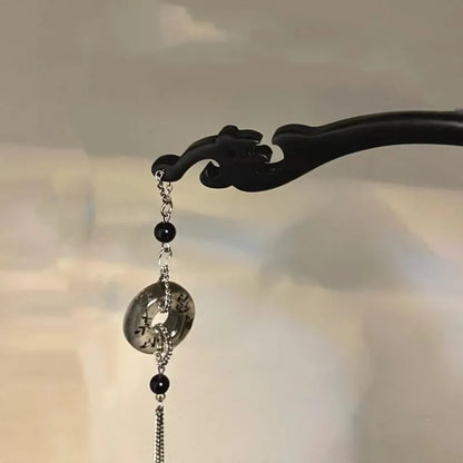 Chinese Style Tassel Hair Clip for Women with Handmade Floral Design