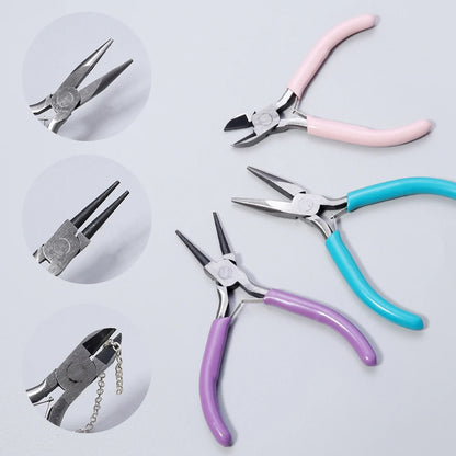 Versatile 3-Color Metal Pliers Kit for Jewelry Making and DIY Crafting