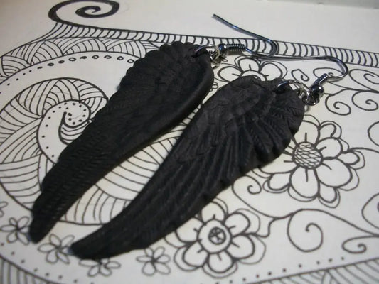 Gothic Black Wings Charm Earrings for Women and Girls Trendy