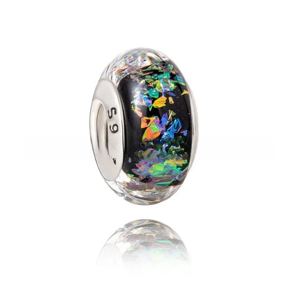 925 Sterling Silver Murano Glass Rainbow Snowflakes Stars Charm for Women Bracelet DIY Jewelry