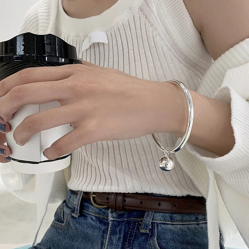 Elegant 925 Sterling Silver Ball Design Bangle for Women - Perfect Birthday Gift 2024