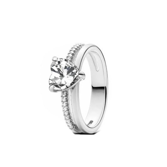 Elegant 2024 925 Silver Heart Charm Zircon Ring for Women P2110