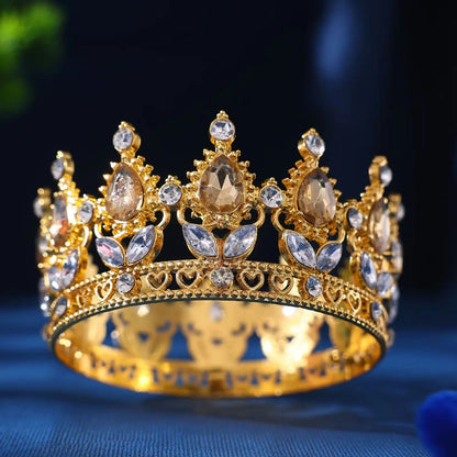 Elegant Baroque Rhinestone Crown Headdress for Weddings and Celebrations