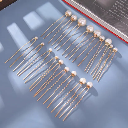 Elegant Gold Pearl Hairpin Set for Hanfu Costume Styling - 18 Piece Silver Gold-Plated Collection