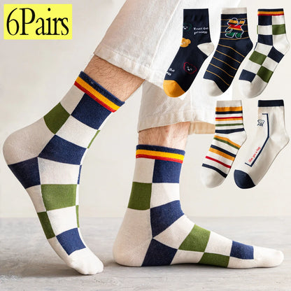 6 Pairs Breathable Mid Calf Sports Socks Men Odor Control