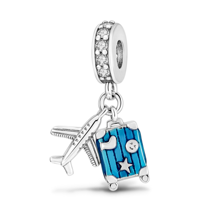 925 Silver Paris Plane Travel Charms for Bracelet Jewelry KTC077