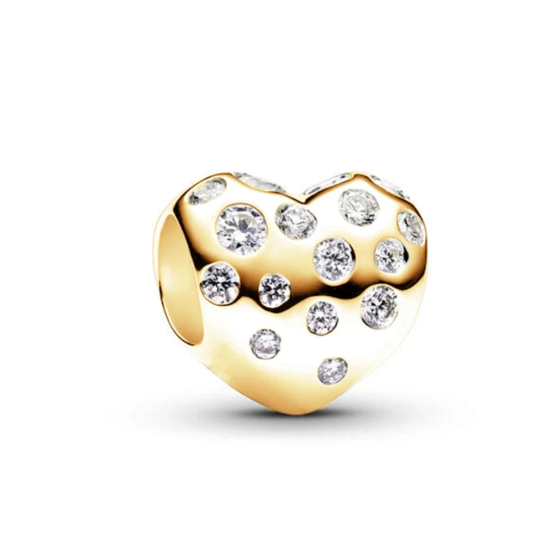 Sparkling Intertwined Love Hearts Charm Beads for 925 Sterling Silver Bracelet