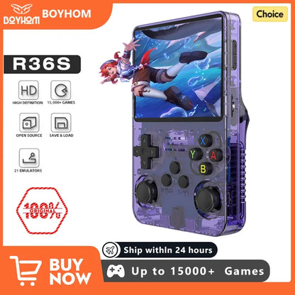 128GB Open Source R36S Retro Handheld Game Console Linux 3.5 Inch IPS Pocket Portable Player With 15000 Preloaded Games