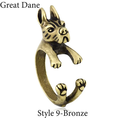 Vintage Labrador Retriever Wrap Ring Adjustable Fashion Jewelry for Women and Men