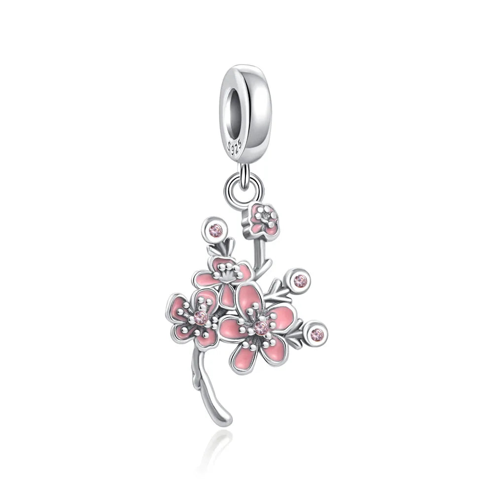 925 Sterling Silver Charm Beads for Women Bracelet - Four-Leaf Clover and Sunflower Design A1392diao