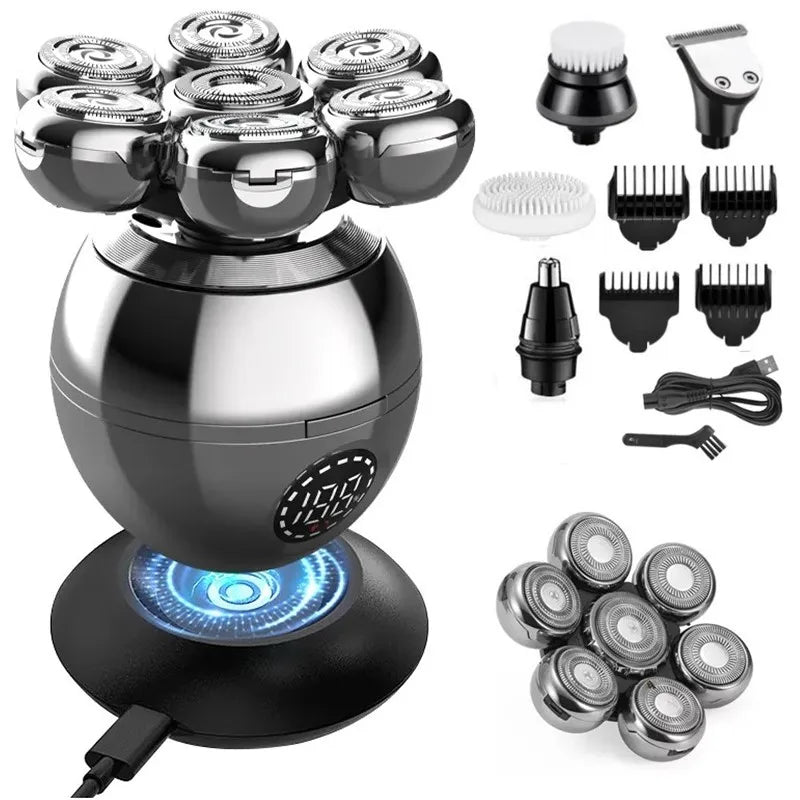 Pro Wet Dry Electric Shaver For Men Rechargeable Beard Trimmer With LCD Display Fast Charging And Floating Head Function