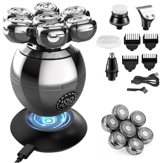 Pro Wet Dry Electric Shaver For Men Rechargeable Beard Trimmer With LCD Display Fast Charging And Floating Head Function