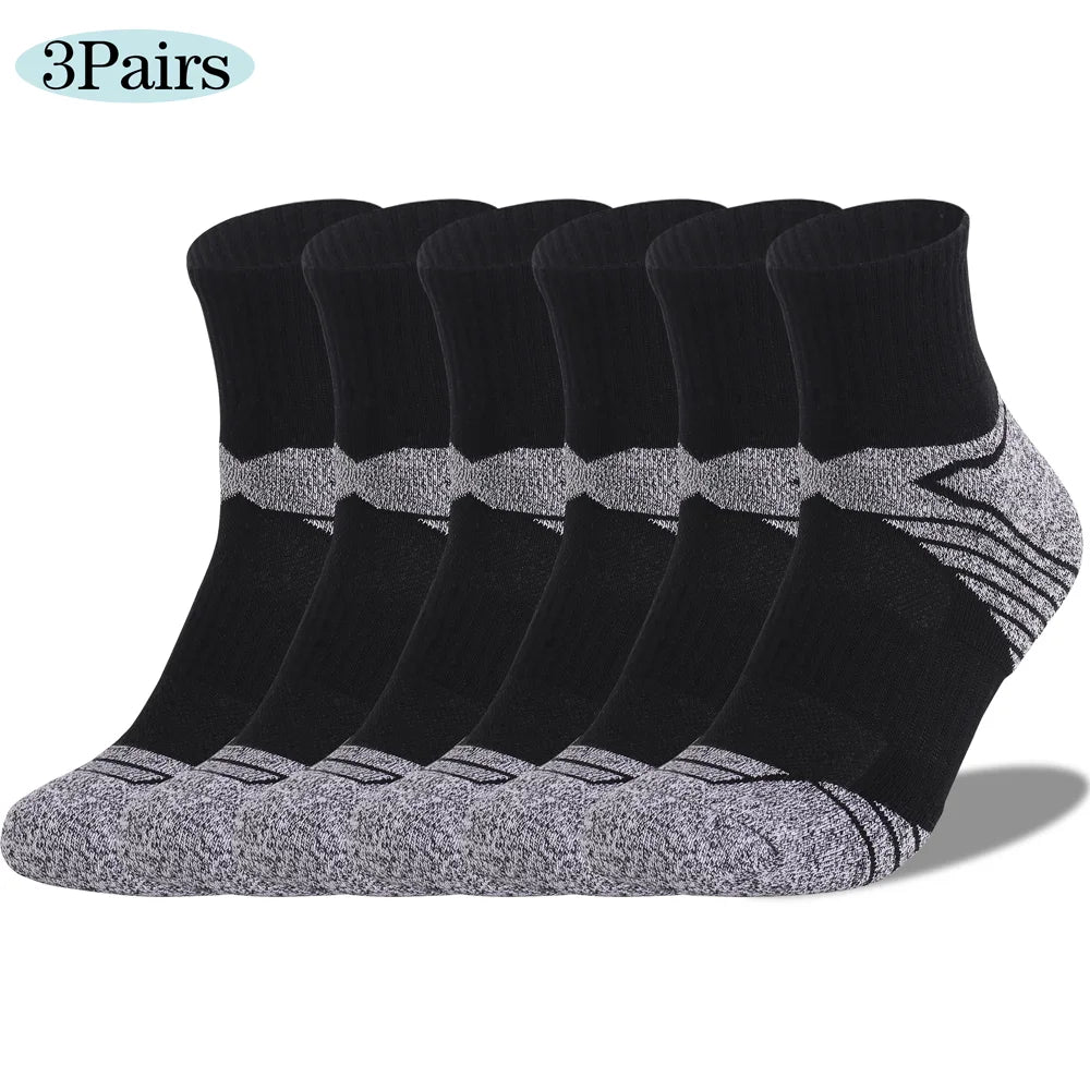 3 Pairs Unisex Thick Sole Moisture Wicking Running Socks