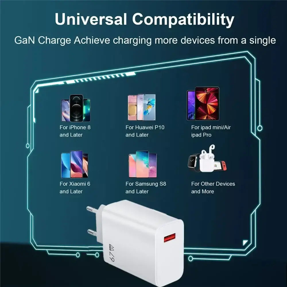 For Xiaomi 67W USB Super Fast Charger 6A Type C Cable
