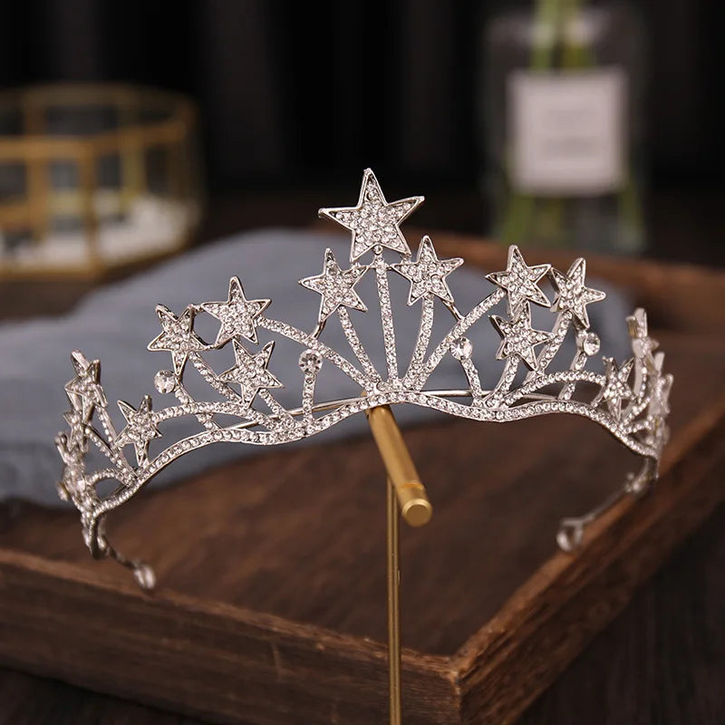 Wedding Crown Hair Jewelry - Double Layer Crystal Star Headpiece with Rhinestones Style 3
