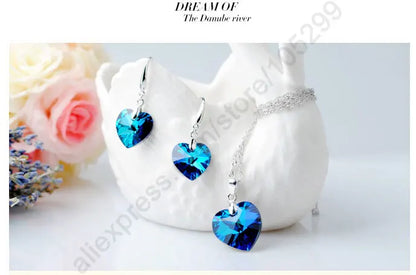 Elegant Sterling Silver Jewelry Set with Zircon Charm Pendant Necklace and Hoop Earrings