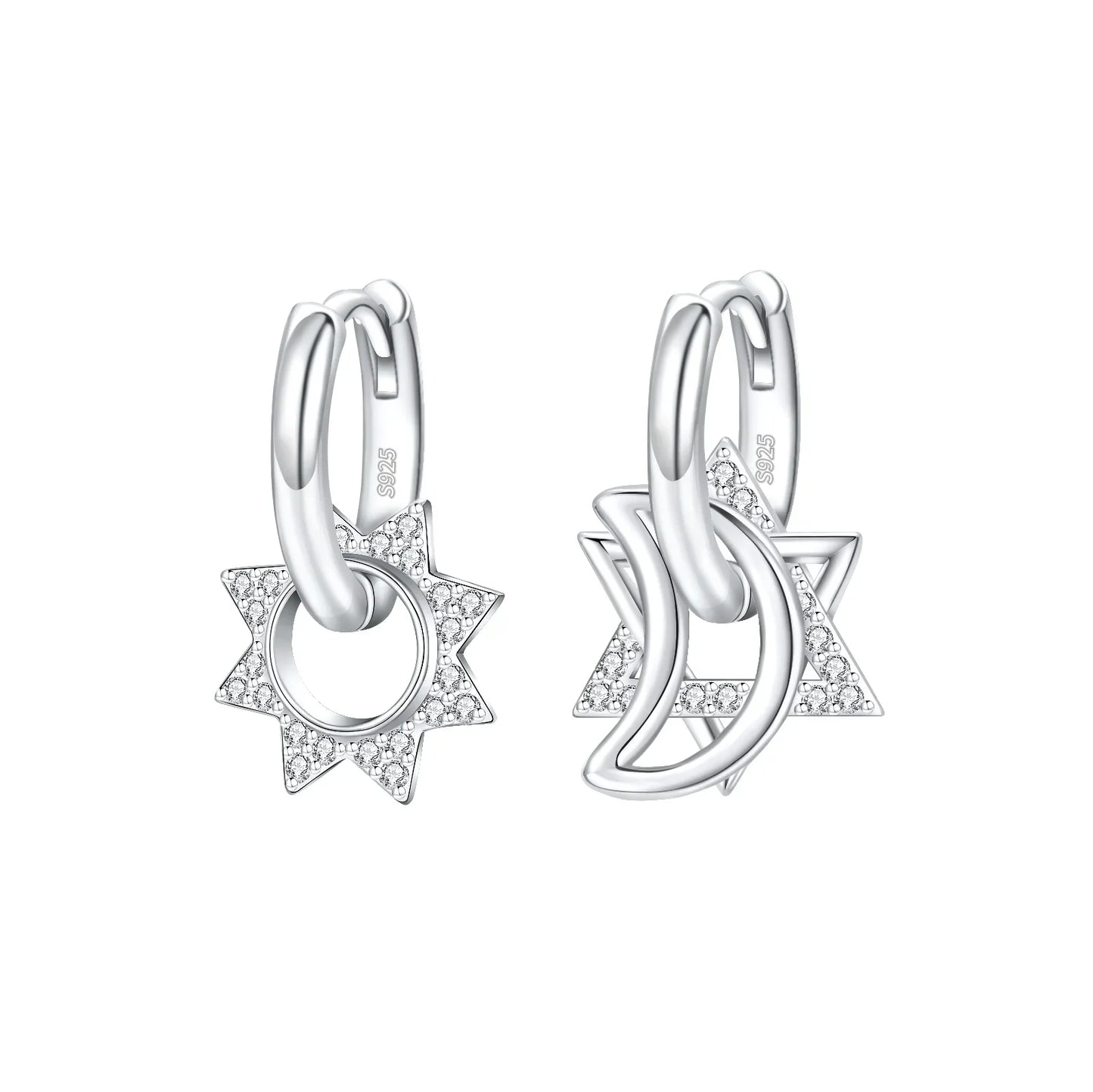 925 Sterling Silver Skull Pumpkin Cross Hoop Earrings Sparkling Zircon Glamorous Women Jewelry