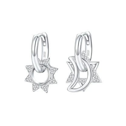 925 Sterling Silver Skull Pumpkin Cross Hoop Earrings Sparkling Zircon Glamorous Women Jewelry