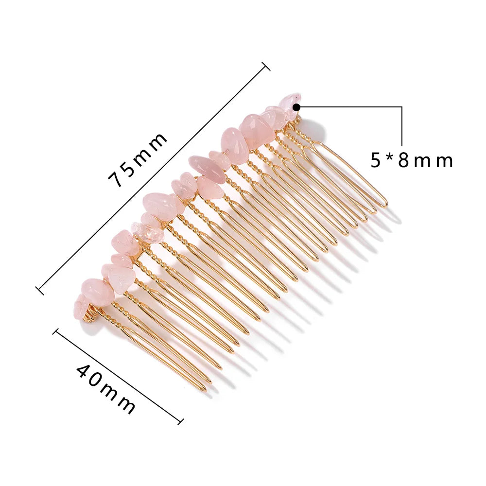 Crystal Bliss Hair Combs - Healing Quartz Stone Hair Accessories for Weddings & Special Occasions