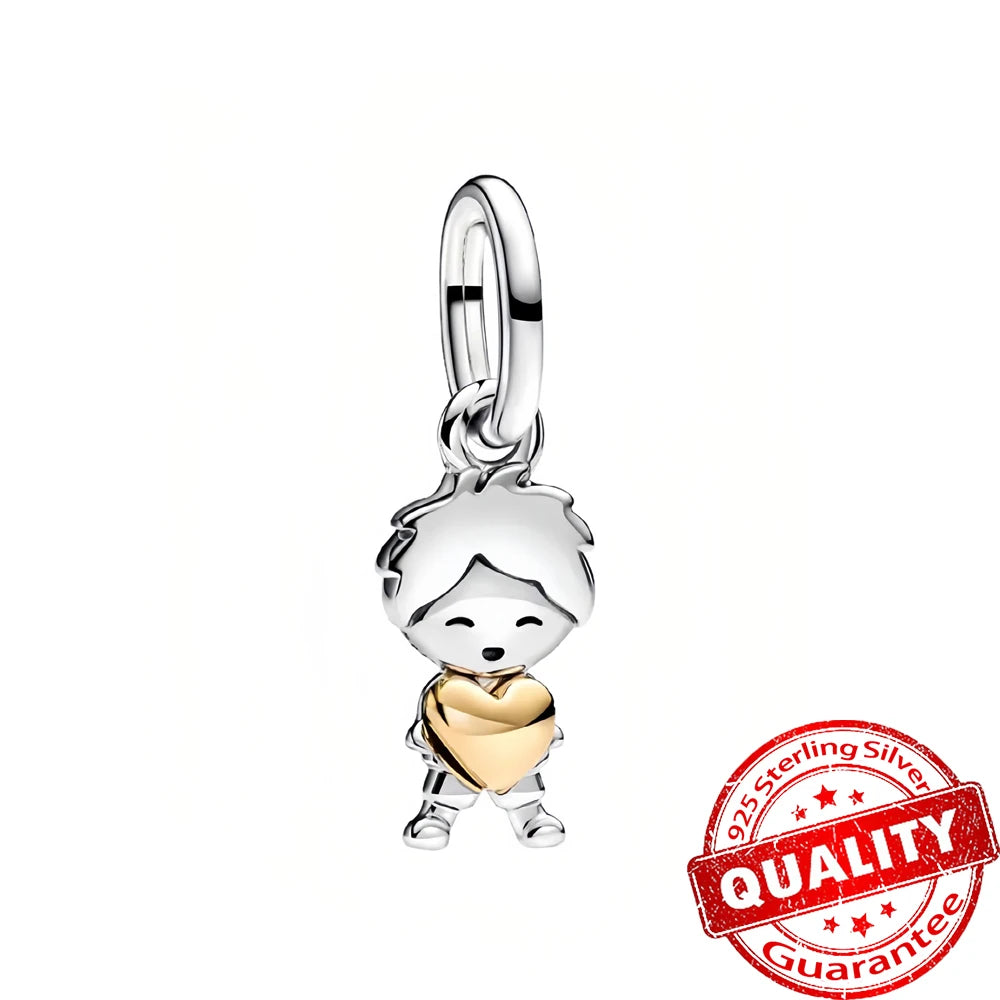 Elegant 925 Sterling Silver Pearl Heart Key Pendant for Bracelets and Necklaces FCC443