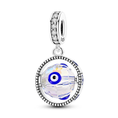 925 Sterling Silver Blue Evil Eye Jewelry Set With Zircon Charms Pendant Ring Earrings For Bracelet Necklace Gift