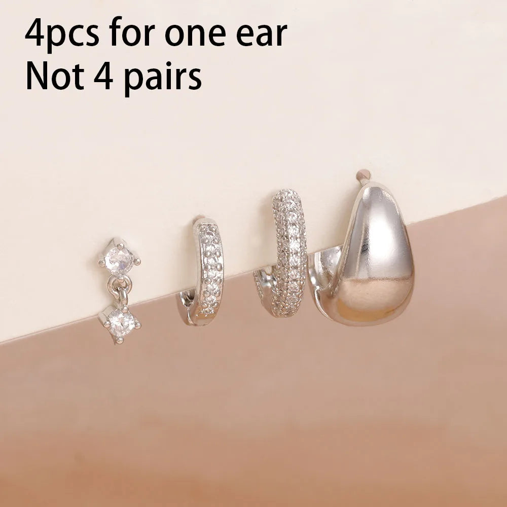 14K Gold Plated Dainty Zircon Flower Hoop Earrings Set for Women Stylish Stainless Steel Studs