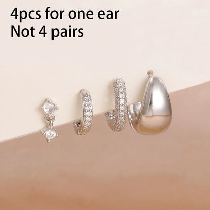 14K Gold Plated Dainty Zircon Flower Hoop Earrings Set for Women Stylish Stainless Steel Studs