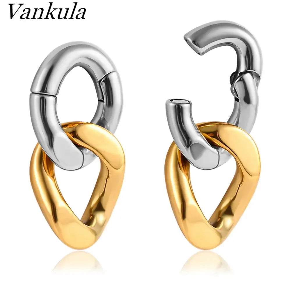 Vankula 2PCS 6mm Stainless Steel Chain Ear Weights Hangers Plugs Jewelry 5 CHINA 6mm