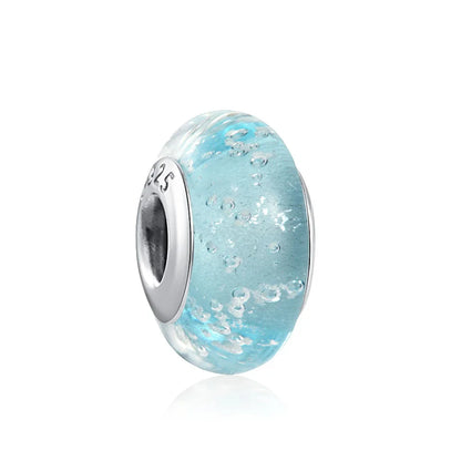 European 925 Sterling Silver Murano Glass Charm Bead in Pink Red Green and Blue for Women’s Bracelet and Necklace Jewelry