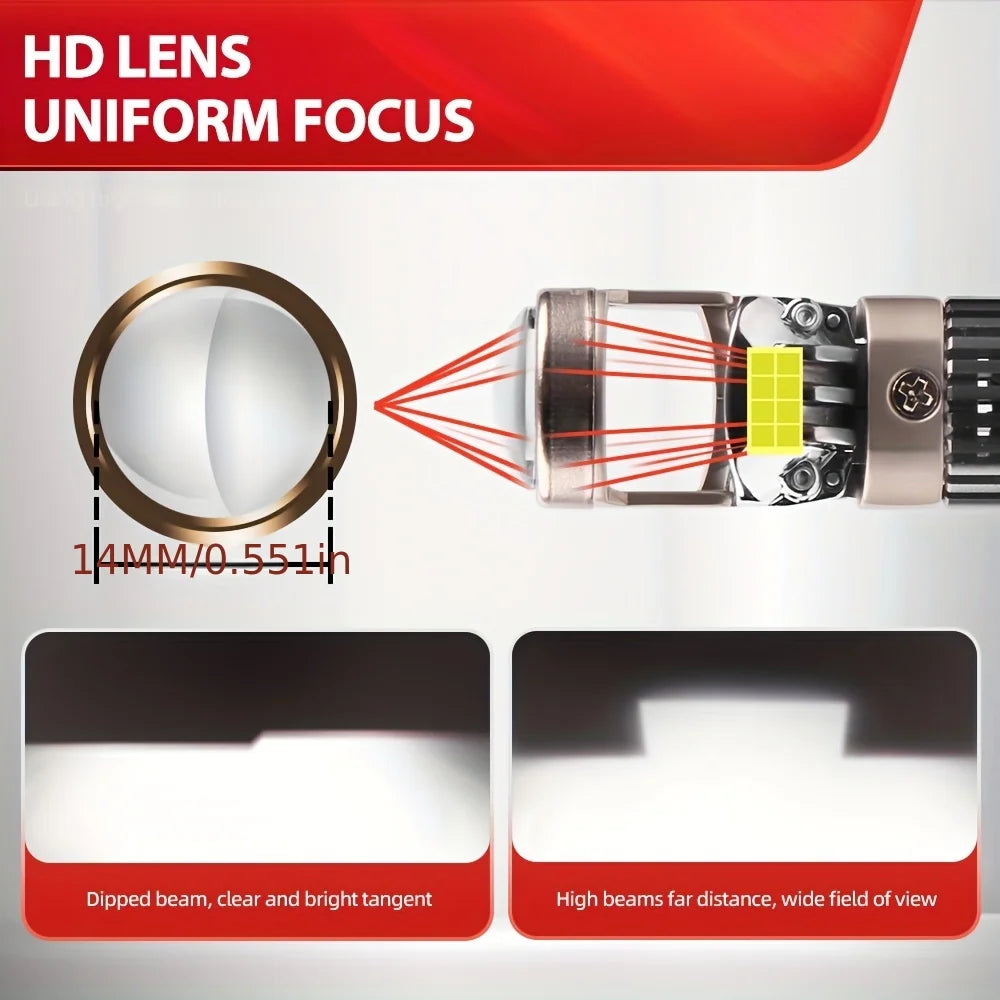 240W High Power LED Lens Bulbs 6000K CSP Bright Chip Projector Easy Install for H7 H11 9005 9006