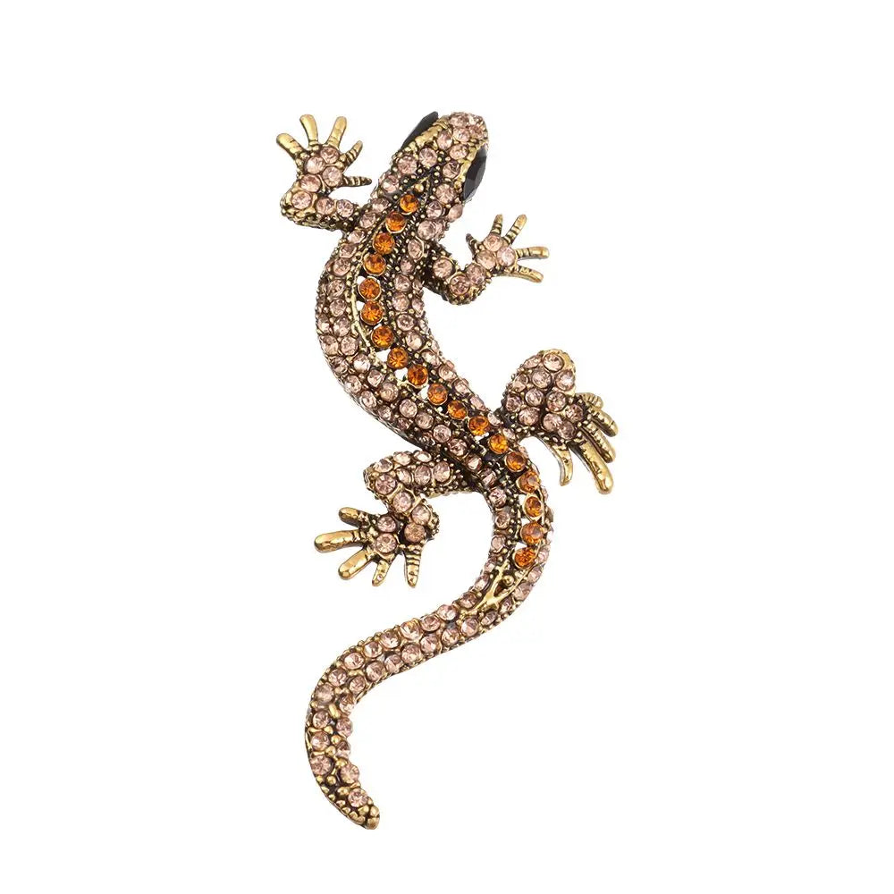 Vintage Rhinestone Lizard Gecko Brooch Pin for Gift Bags