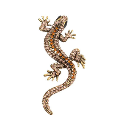 Vintage Rhinestone Lizard Gecko Brooch Pin for Gift Bags