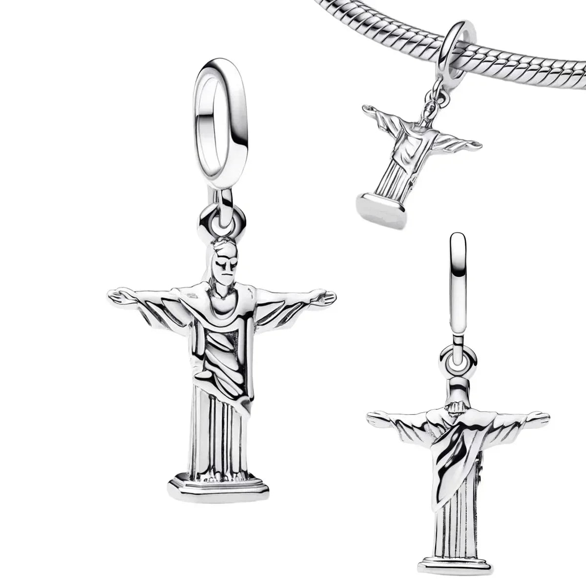 925 Sterling Silver Heart Blooming Rose Full Diamond Zircon Charms Pendant Beads for Bracelets and Necklaces